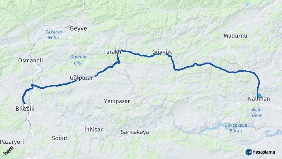 Ankara Nallıhan Bilecik Arası Kaç Km - Yol Haritası