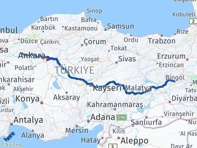 Nallıhan Bingöl Arası Kaç Km - Yol Tarifi