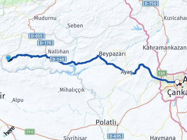 Çamalan Ankara AŞTİ Otogarı Arası Kaç Km - Yol Tarifi