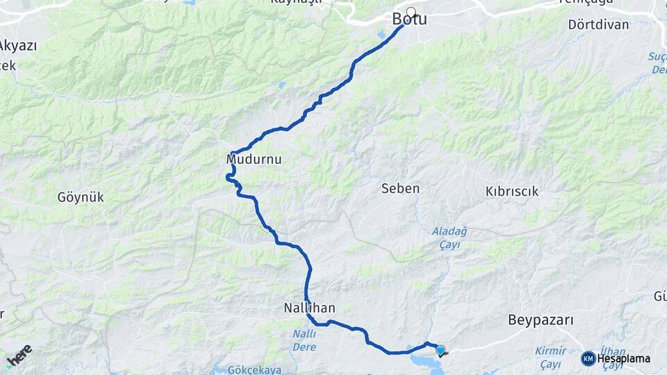 Ankara Nallıhan Çayırhan Bolu Arası Kaç Km - Yol Haritası