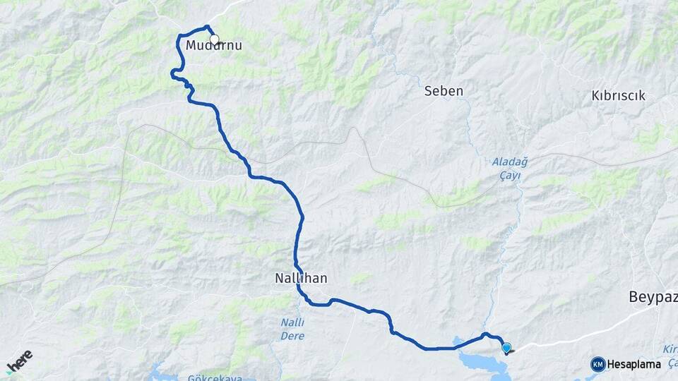 Ankara Nallıhan Çayırhan Mudurnu Bolu Arası Kaç Km - Yol Haritası