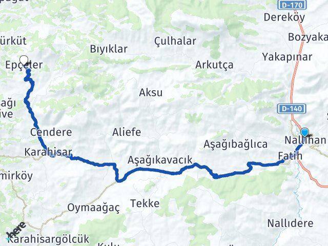 Ankara Nallıhan Epçeler Nallıhan Arası Kaç Km - Yol Haritası