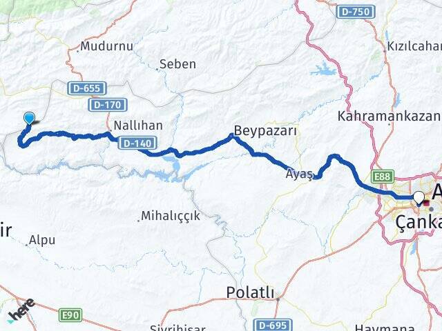 Ericek Ankara AŞTİ Otogarı Arası Kaç Km - Yol Tarifi