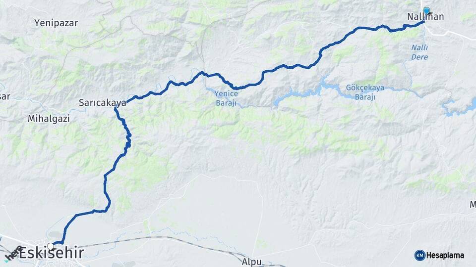 Ankara Nallıhan Eskişehir Arası Kaç Km - Yol Haritası
