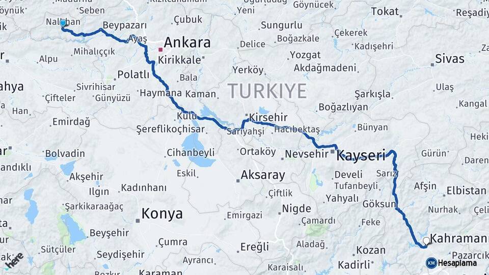 Ankara Nallıhan Kahramanmaraş Arası Kaç Km - Yol Haritası