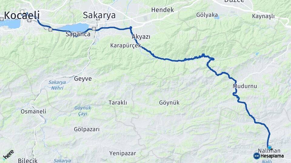 Ankara Nallıhan Kocaeli Arası Kaç Km - Yol Haritası