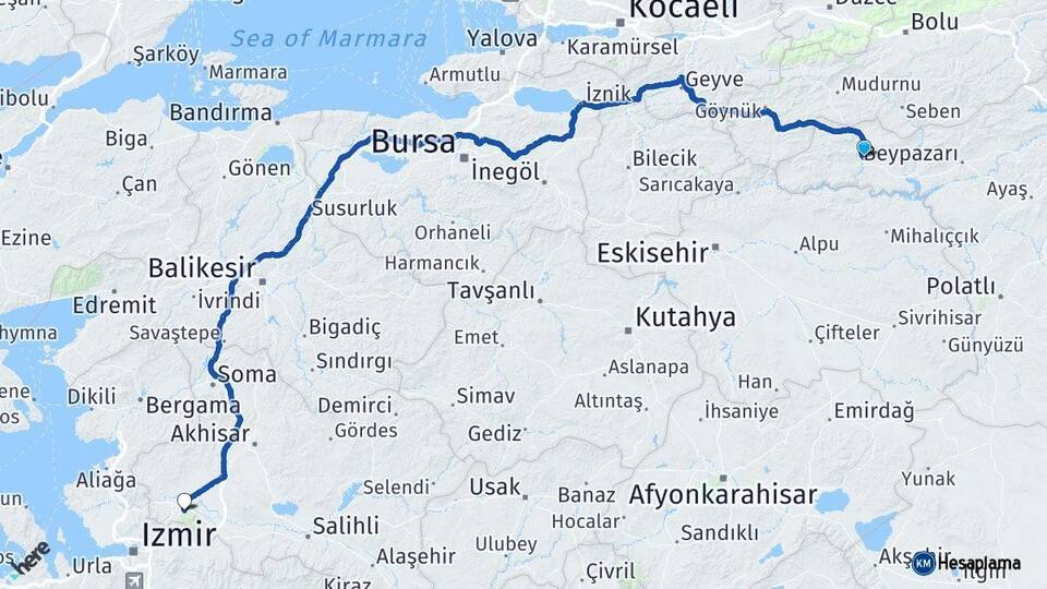 Ankara Nallıhan Manisa Arası Kaç Km - Yol Haritası