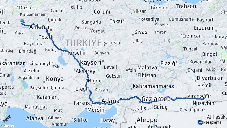 Ankara Nallıhan Mardin Arası Kaç Km - Yol Haritası