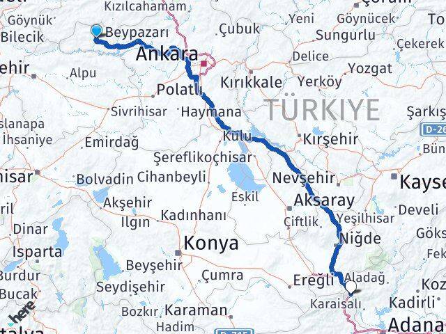 Ankara Nallıhan Pozantı Adana Arası Kaç Km - Yol Haritası