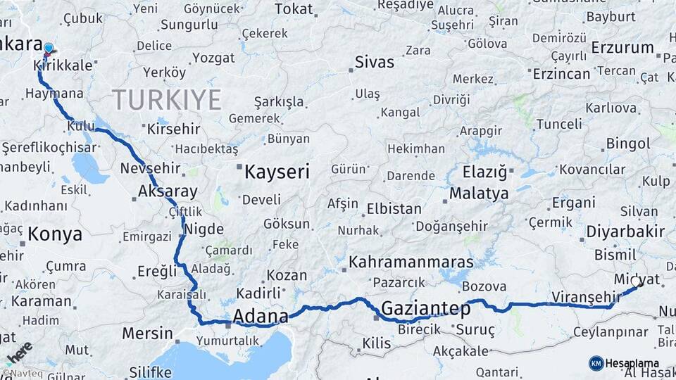 Ankara Ömerli Mardin Arası Kaç Km - Yol Haritası