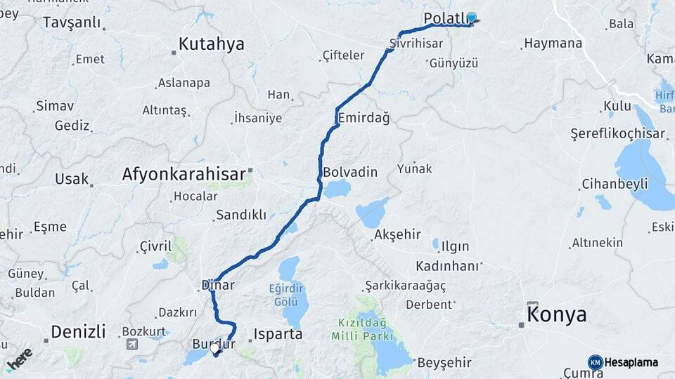 Ankara Polatlı Burdur Arası Kaç Km - Yol Haritası