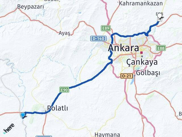 Karailyas Esenboğa Havalimanı Arası Kaç Km - Yol Tarifi