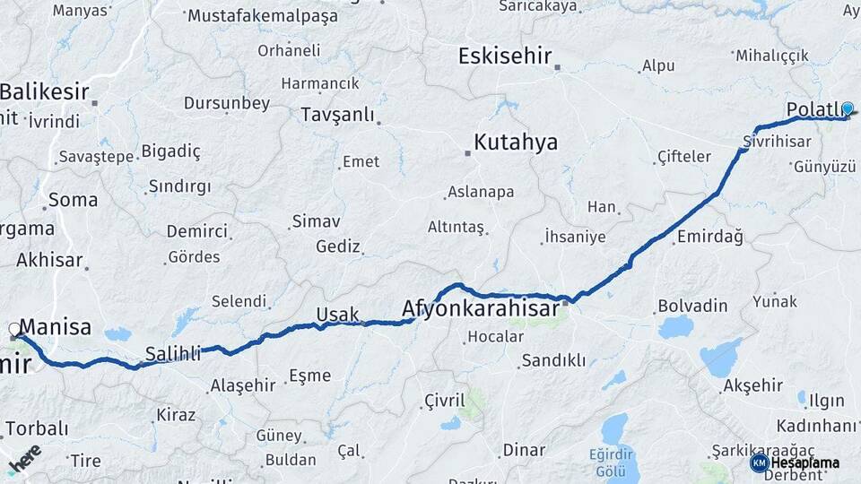 Ankara Polatlı Manisa Arası Kaç Km - Yol Haritası