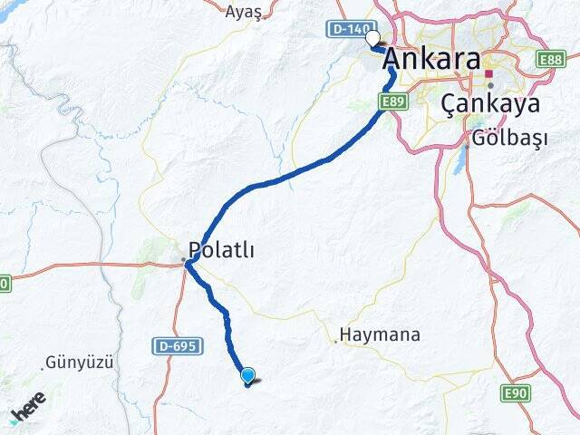 Ördekgölü Sincan YHT Garı Arası Kaç Km - Yol Tarifi