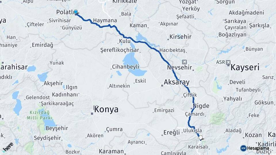 Ankara Polatlı Pozantı Adana Arası Kaç Km - Yol Haritası