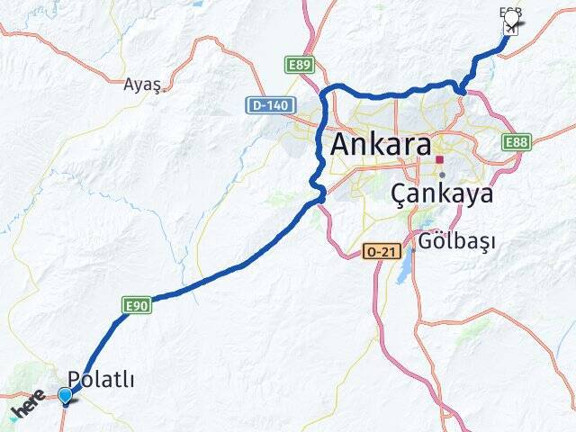 Şentepe Esenboğa Havalimanı Arası Kaç Km - Yol Tarifi