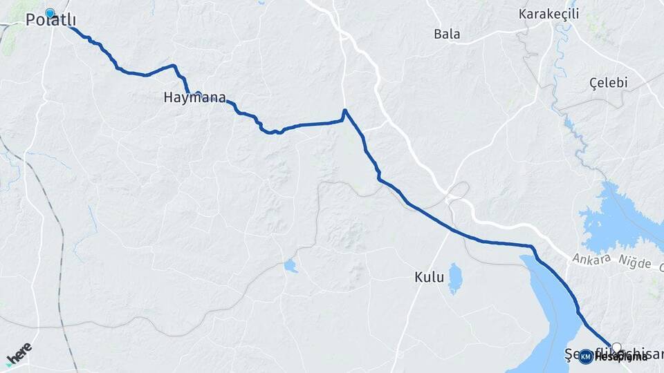 Ankara Polatlı Şereflikoçhisar Arası Kaç Km - Yol Haritası
