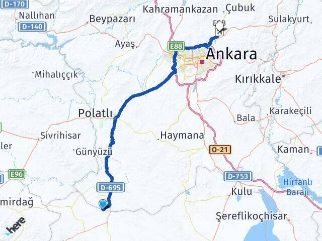 Yüzükbaşı Esenboğa Havalimanı Arası Kaç Km - Yol Tarifi