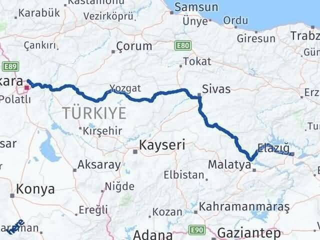 Pursaklar Elazığ Arası Kaç Km - Yol Tarifi