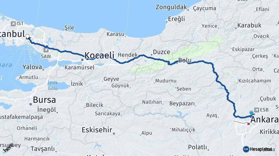 Pursaklar İstanbul Arası Kaç Km - Yol Tarifi