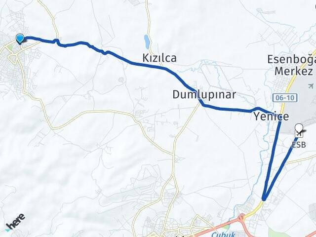 Sirkeli Yeşilyurt Esenboğa Havalimanı Arası Kaç Km - Yol Tarifi