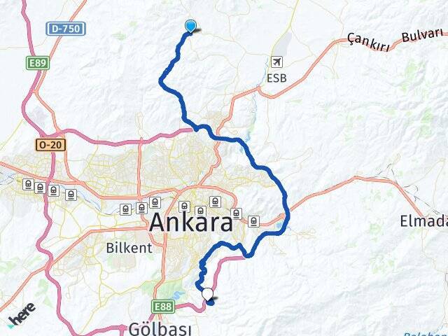 Sirkeli Yeşilyurt Yıldırım Beyazıt Üniversitesi Arası Kaç Km - Yol Tarifi