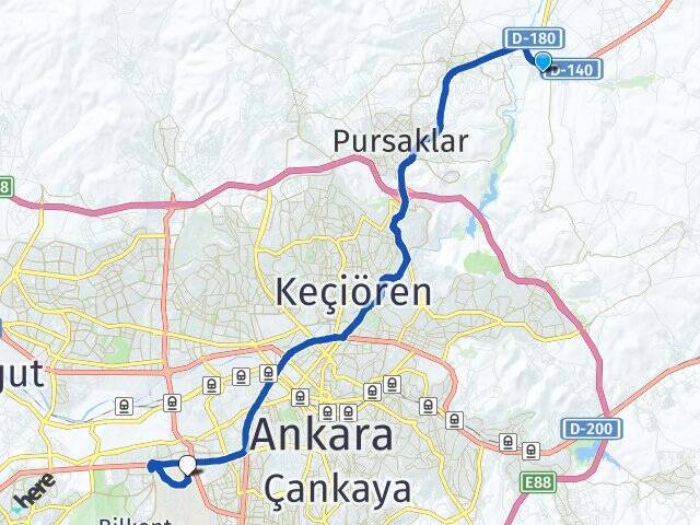 Yıldırım Beyazıt Orta Doğu Teknik Üniversitesi (ODTÜ) Arası Kaç Km - Yol Tarifi