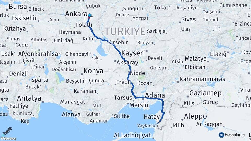 Ankara Samandağ Hatay Arası Kaç Km - Yol Haritası