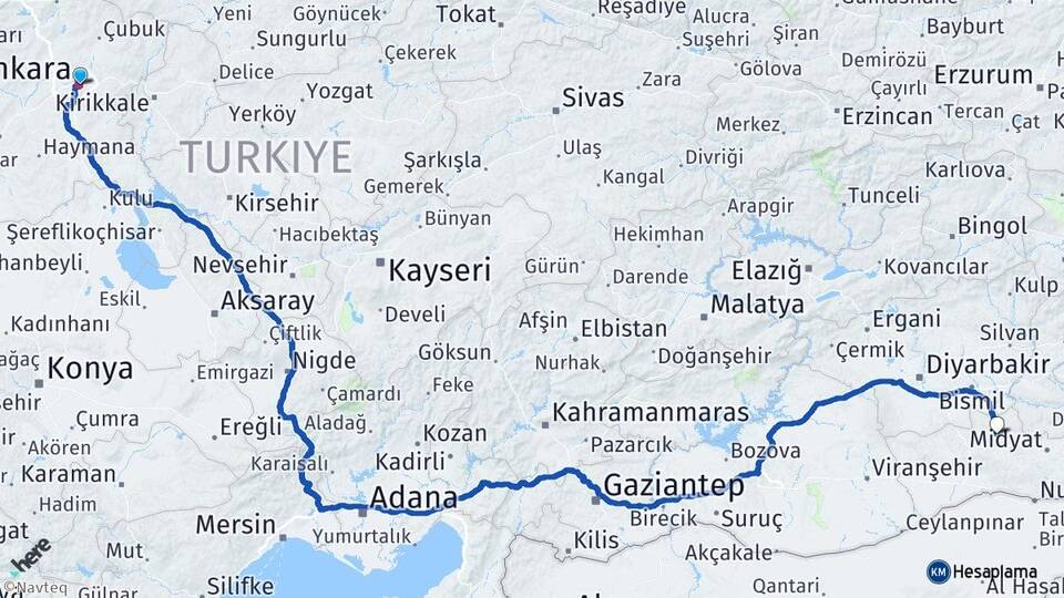 Ankara Savur Mardin Arası Kaç Km - Yol Haritası