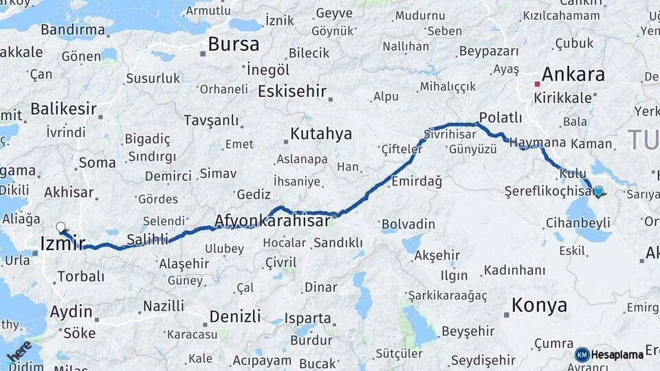 Ankara Şereflikoçhisar Manisa Arası Kaç Km - Yol Haritası