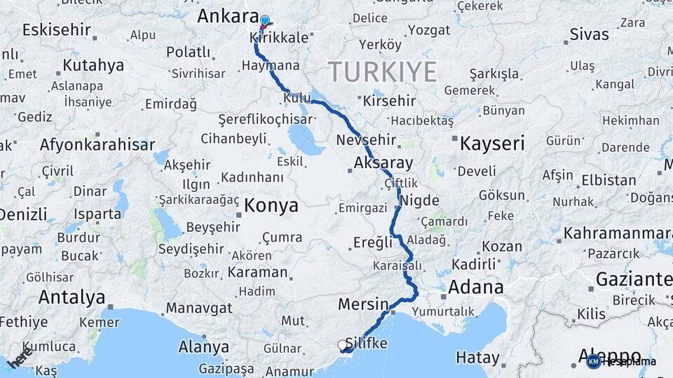 Ankara Silifke Mersin Arası Kaç Km - Yol Haritası