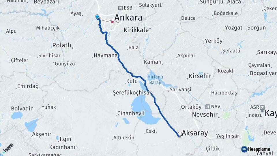 Ankara Sincan Aksaray Arası Kaç Km - Yol Haritası