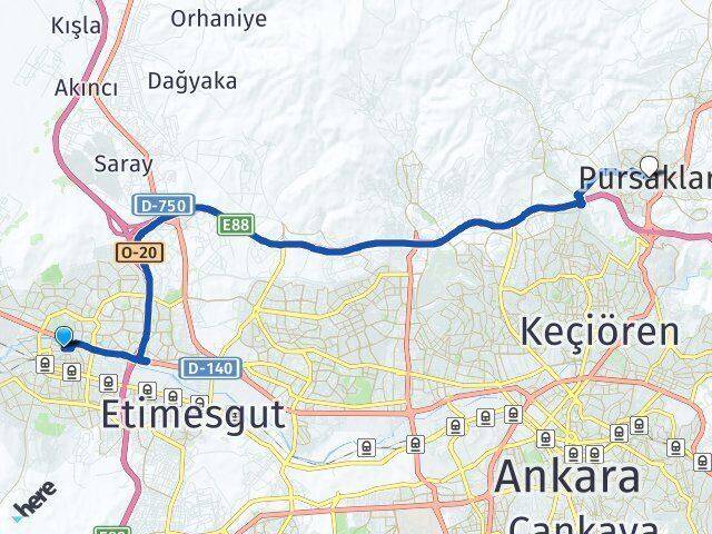 Akşemsettin Pursaklar Arası Kaç Km - Yol Tarifi