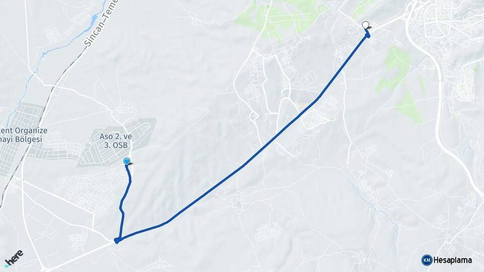 Ankara Sincan Alcı Yapracık Etimesgut Arası Kaç Km - Yol Haritası