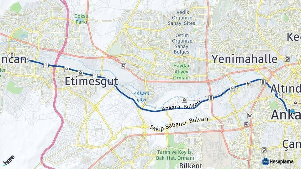 Ankara Sincan Arası Kaç Km - Yol Haritası