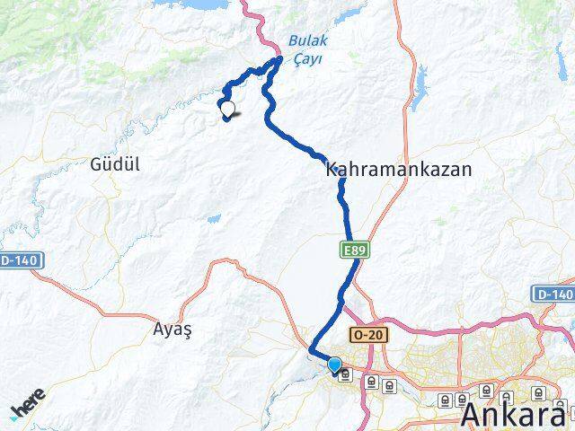 Ankara Sincan Çeltikçi Akçaören Kızılcahamam Arası Kaç Km - Yol Haritası