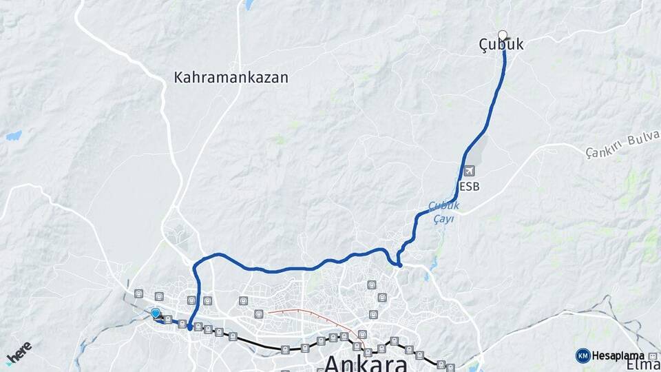 Ankara Sincan Çubuk Arası Kaç Km - Yol Haritası