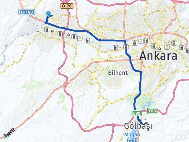 Ankara Sincan Fatih Bahçelievler Gölbaşı Arası Kaç Km - Yol Haritası
