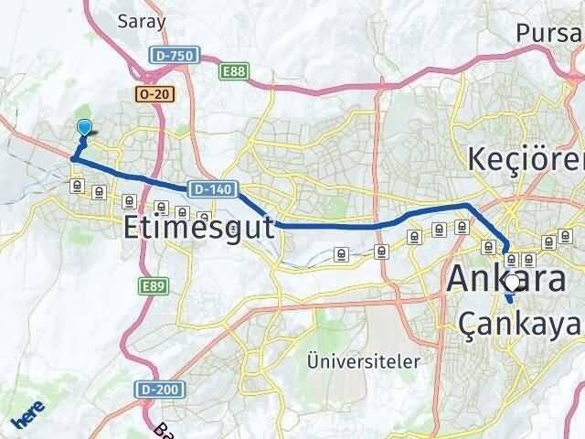 Ankara Sincan Fatih Kavaklıdere Çankaya Arası Kaç Km - Yol Haritası