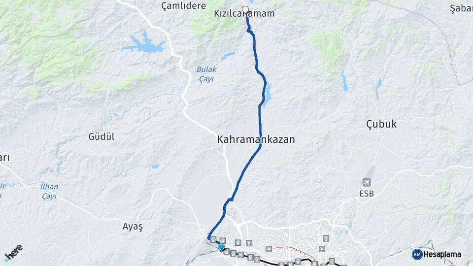 Ankara Sincan Kızılcahamam Arası Kaç Km - Yol Haritası