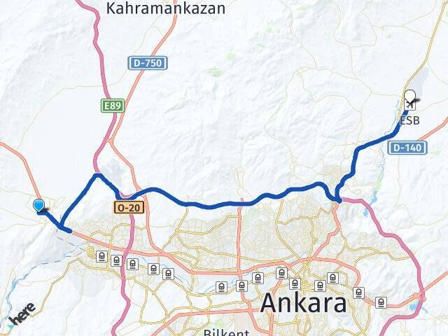 Mustafa Kemal Esenboğa Havalimanı Arası Kaç Km - Yol Tarifi