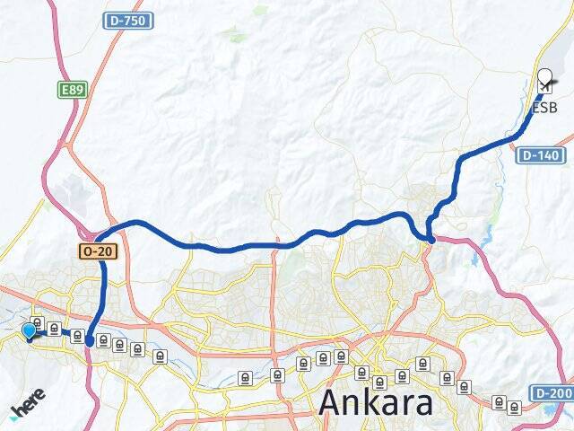 Pınarbaşı Esenboğa Havalimanı Arası Kaç Km - Yol Tarifi