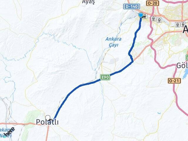 Pınarbaşı Polatlı YHT Garı Arası Kaç Km - Yol Tarifi