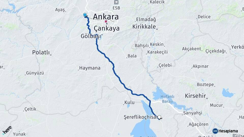 Ankara Sincan Şereflikoçhisar Arası Kaç Km - Yol Haritası