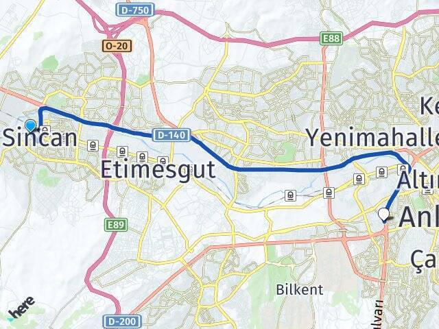 Tandoğan Ankara AŞTİ Otogarı Arası Kaç Km - Yol Tarifi