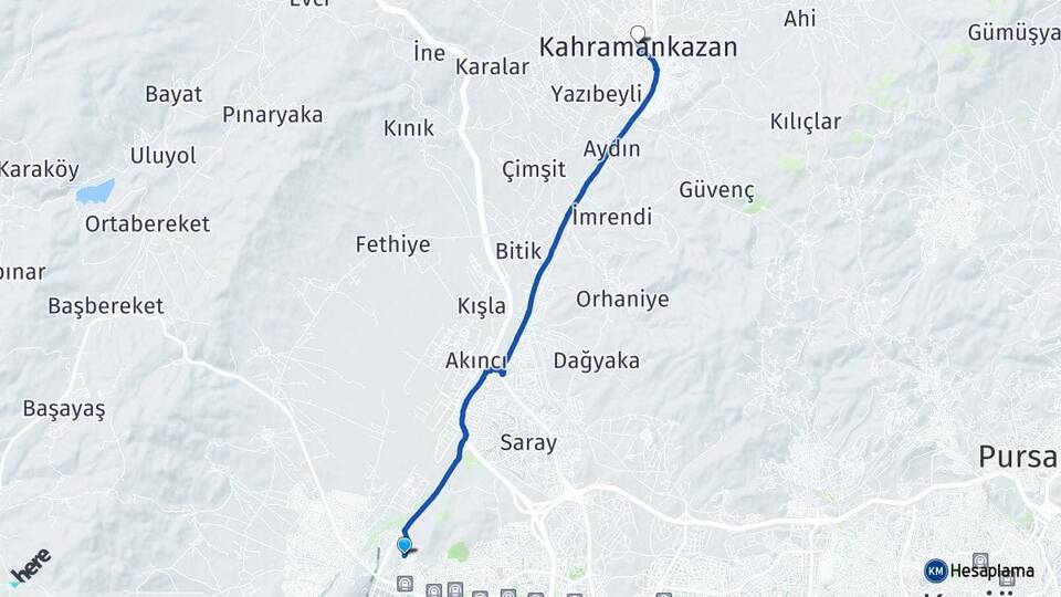 Ankara Sincan Törekent Kahramankazan Arası Kaç Km - Yol Haritası