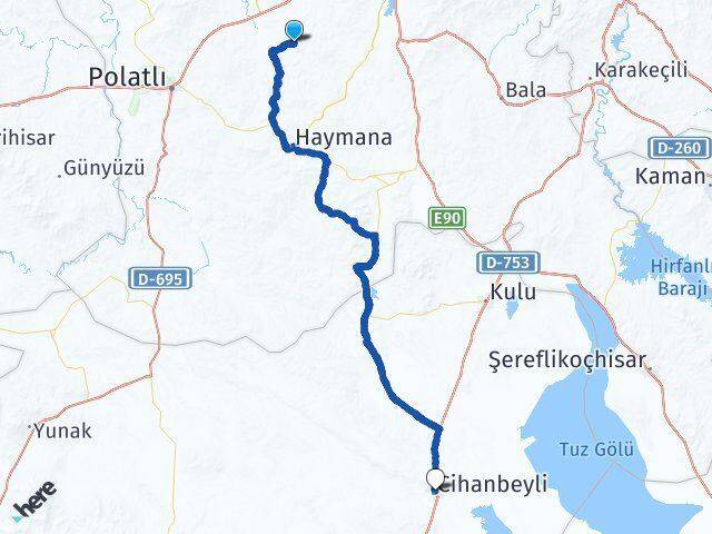 Ücret Cihanbeyli Arası Kaç Km - Yol Tarifi
