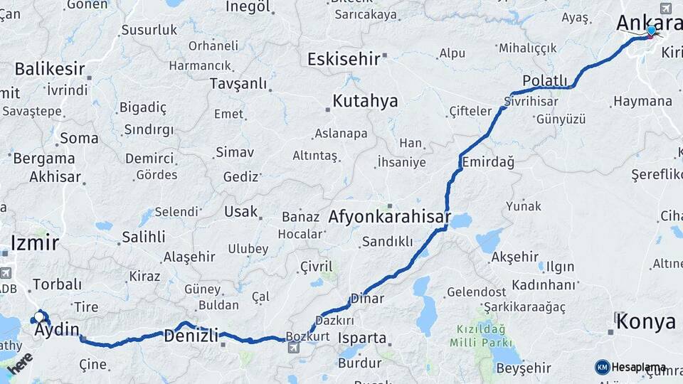 Ankara Şirince Selçuk İzmir Arası Kaç Km - Yol Haritası