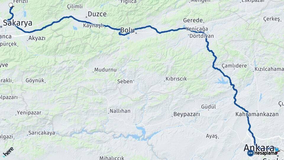 Ankara Söğütlü Sakarya Arası Kaç Km - Yol Haritası
