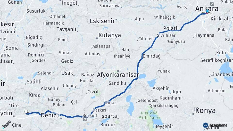 Ankara Sultanhisar Aydın Arası Kaç Km - Yol Haritası